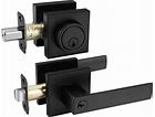 View 1 of **MISSING PARTS***Goldenwarm Exterior Deadbolt and Keyed Entry Door Handle Set, Heavy Duty Zinc Alloy Black Door Lever, Key Entry Front Matte Black Door Handle with Lock and Key