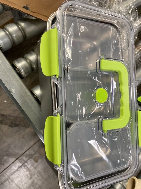 Photo 1 of **TOP SNAP BROKEN****weiwei 6 Compartments Snackle Box Container, Reusable Divided Serving Tray with Lid and Handle, Portable Snack Box Container Snacklebox for Snacks Fruit Candy Picnic Beach Camping, 304 Stainless Steel