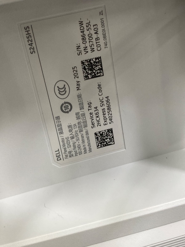 Photo 1 of *** PARTS ONLY/ FOR REPAIR *** NO RETURN NO REFUND ***
Dell S2425HS Monitor - 23.8 Inch, FHD (1920x1080) Display, 100Hz Refresh Rate 1500:1 Contrast Ratio, TÜV Rheinland Eye Comfort 4 Star, Integrated 2x5W Speaker, Height/Tilt/Swivel/Pivot - Ash White