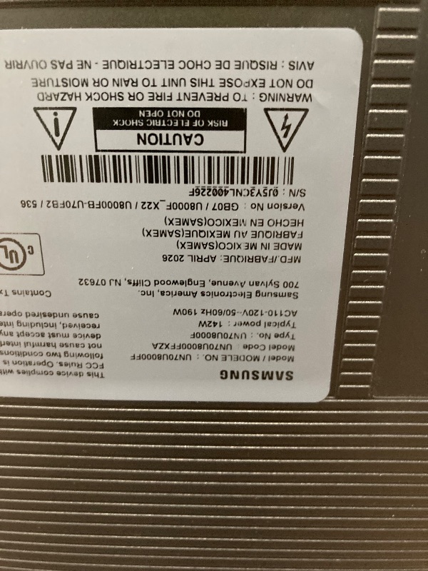 Photo 1 of ** no refunds, no returns** Samsung 70-Inch Class Crystal UHD U8000F 4K Smart TV (2025 Model) Endless Free Content, Processor, MetalStream Design, Knox Security, Alexa Built-in