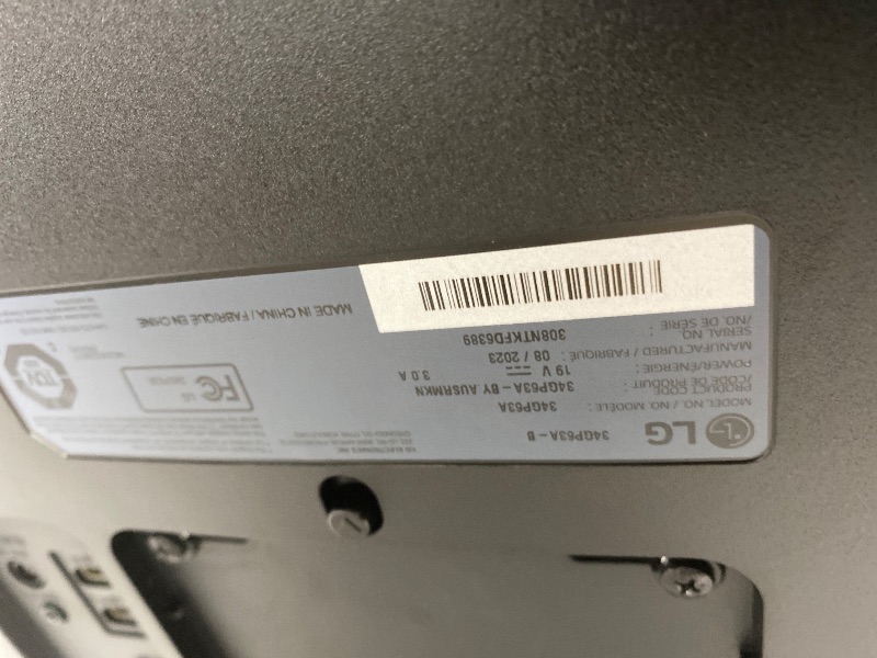 Photo 1 of ***BROKEN*SOLD FOR PARTS ONLY*NON RETURNABLE*NON REFUNADABLE*NO EXCEPTIONS***
LG 34G600A-B 34-inch Ultragear WQHD (3440 x 1440) Curved Gaming Monitor 160Hz, AMD FreeSync Premium, HDR10, Built-in Speaker, Reader Mode, HDMI 2.1, DisplayPort, Tilt/Height/Swi
