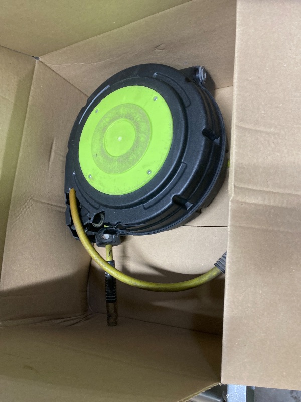 Photo 1 of ***NON FUNCTIONAL*THIS ITEM SOLD FOR PARTS ONLY***
Flexzilla Retractable Enclosed Plastic Air Hose Reel, 3/8 in. x 50 ft., Heavy Duty, Lightweight, Hybrid, ZillaGreen - L8250FZ***NON FUNCTIONAL*THIS ITEM SOLD FOR PARTS ONLY***