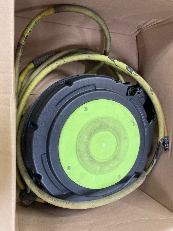 Photo 1 of ***NON FUNCTIONAL*THIS ITEM SOLD FOR PARTS ONLY***
Flexzilla Retractable Enclosed Plastic Air Hose Reel, 3/8 in. x 50 ft., Heavy Duty, Lightweight, Hybrid, ZillaGreen - L8250FZ***NON FUNCTIONAL*THIS ITEM SOLD FOR PARTS ONLY***