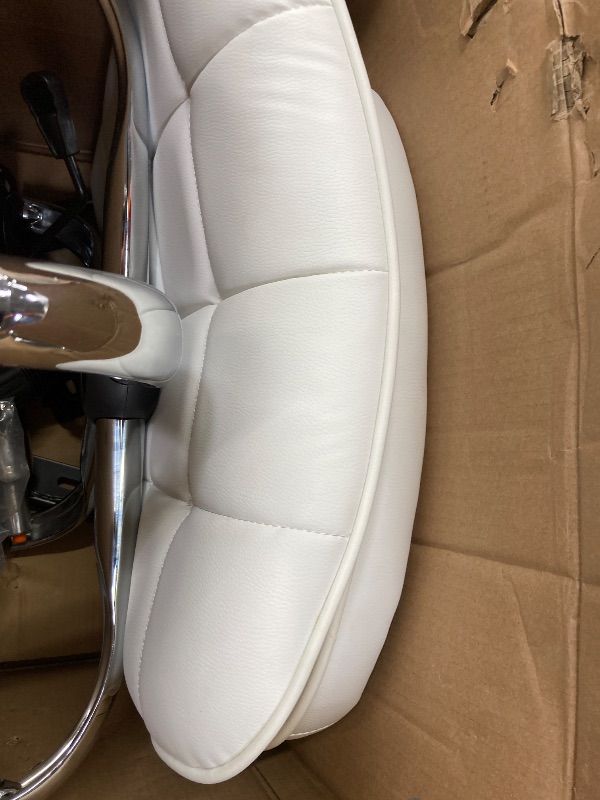 Photo 1 of ***PARTS ONLY***Yaheetech Armless Desk Chair Modern Tufted Office Chair Faux Leather Upholstered Computer Chair with Adjustable Seat Height and Rolling Wheels for Home/Office, White