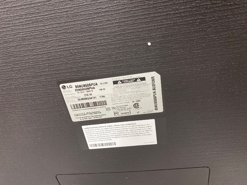 Photo 1 of ***DAMAGED -SELLING AS PARTS ONLY***LG 85-Inch Class Nano AI 4K NU85 Series Smart TV w/AI Sound Pro, HDR10, AI 4K Super Upscaling, Filmmaker Mode, Wow Orchestra, Compatible with Alexa (85NU850BPUA, 2026)