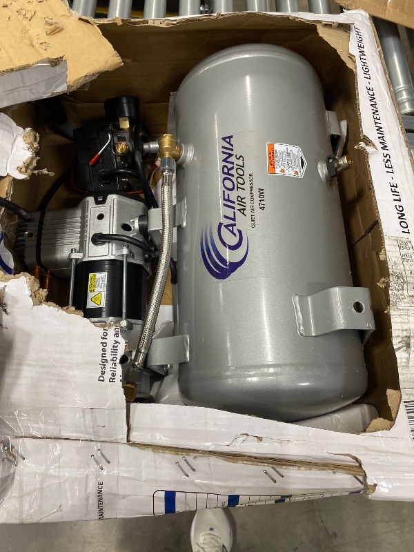 Photo 1 of **** minor damaged Broken fitting in head of compressor**********California Air Tools CAT-4710W 1.0 HP Quiet and Oil-Free Air Compressor with Wheels, 4.7 Gallon Steel Tank, 75 dBA Noise Level, Lightweight