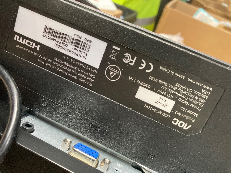 Photo 1 of ***NO DEVOLUTION***It is used; it is unknown if any parts are missing, and it is unknown if it works 100%.AOC 24G2 24" Frameless Gaming IPS Monitor, FHD 1080P, 1ms 144Hz, Freesync, HDMI/DP/VGA, Height Adjustable, 3-Year Zero Dead Pixel Guarantee,Black/Red