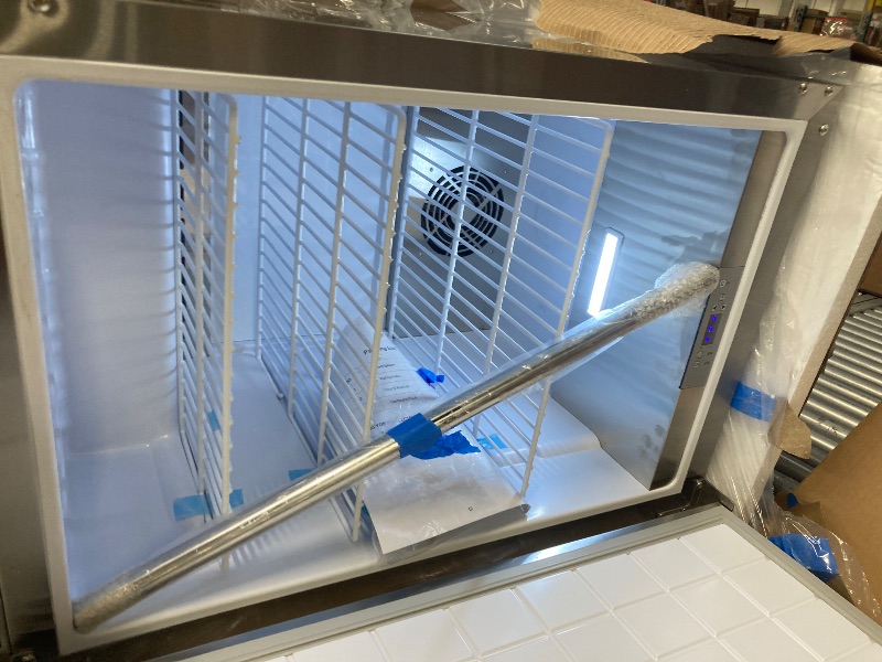 Photo 1 of ***USED, DAMAGED-SELLINGH AS IS***
21 Inch Outdoor Refrigerator, Weather Proof Stainless Steel Beverage Beer Cooler Under Counter Fridge, Indoor/Outdoor Refrigerator with 3 Shelves for Patio Kitchen and Commercial Use