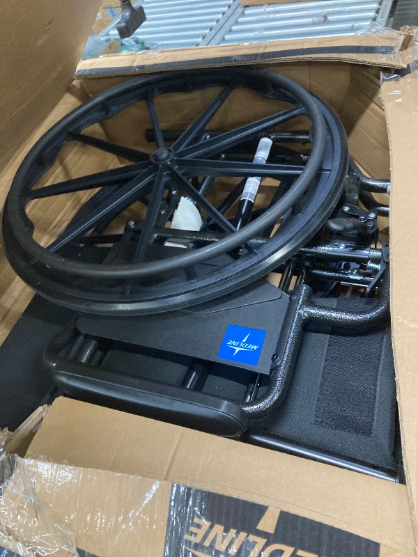 Photo 1 of ***100%***Medline Comfortable Folding Wheelchair with Swing-Back Desk-Length Arms and Swing-Away Footrests, 20”W x 16”D Seat