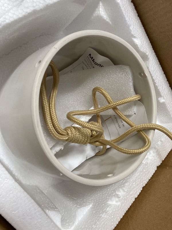 Photo 1 of ***MISSING ONE POT -SELLING AS IS *** Mkono Ceramic Hanging Planter of Shallow 8 Inch and Deep 6 Inch for Indoor Outdoor Plants, ONE Modern Plant Pot Geometric Porcelain Hanging Basket with Polyester Rope Hanger