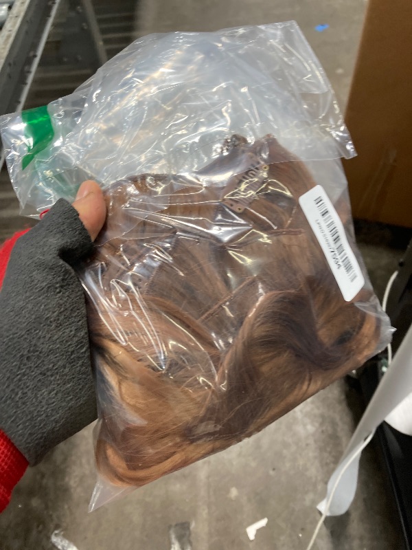 Photo 1 of #30 Brown Clip in Hair Extensions - 28 Inch Real Remy Soft Brown Human Hair, 120g 7pcs,Light Brown Human Hair Extensions Clip ins for Women