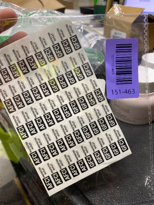 Photo 1 of 100pcs 0.27x1inch AFCI GFCI Protected Outlet Clear Sticker, No Equipment Ground Sticker