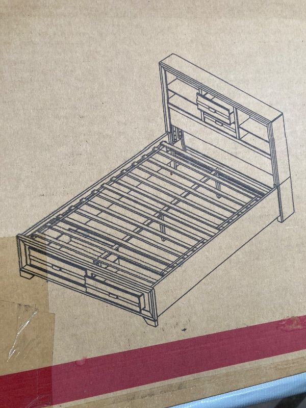 Photo 1 of ***PHOTO AND DESCRIPTION FOR REFERENCE ONLY***  Bed Frame with Wood Headboard,  Bed Frame with 2 Storage Drawers and Shelf, 