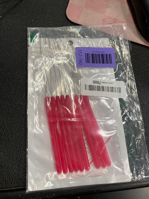 Photo 1 of 10 Pcs Hair Extension Loop Needle Threader Pulling Hook Tool and Bead Device Tool for Hair Extensions (Rose Red)