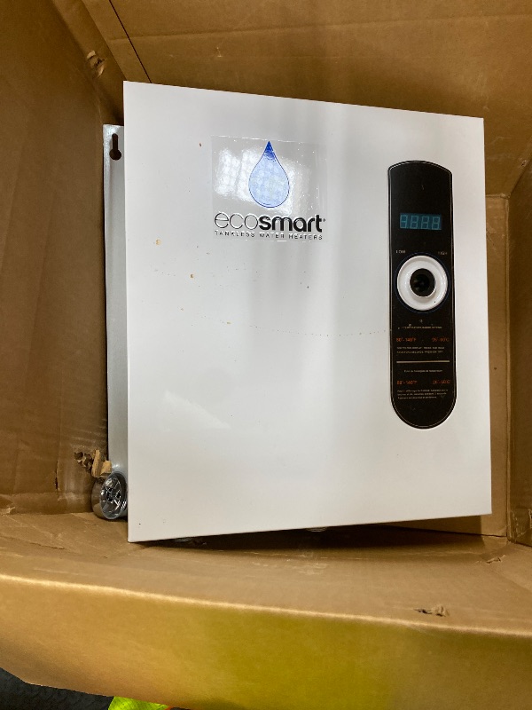 Photo 1 of **PARTS ONLY/NOT IN ORIGINAL BOX***EcoSmart ECO 27 Electric Tankless Water Heater, 27 KW at 240 Volts, 112.5 Amps with Patented Self Modulating Technology, 17 x 17 x 3.5, White