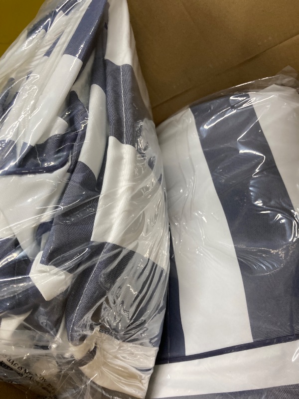 Photo 1 of ***MISSING PIECES -SELLING AS INCOMPLETE SET*** SpaceHop 6 Piece Outdoor Patio Cushion Cover Replacement, Waterproof Patio Cushion Covers, Outdoor Furniture Cushion Covers Set for 6 Seat Wicker Rattan Sofa (Blue+White Stripe)