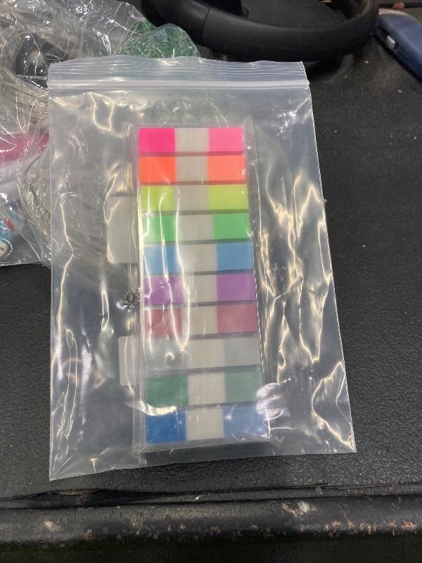 Photo 1 of 1000 Pcs Sticky Tabs, Clear Sticky Notes, 5 Boards× 10 Colors× 20 Pieces, Page Tabs for Study, Office, School Planning