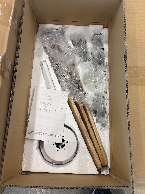 View 3 of [MISSING PARTS] JAZAVA 52" 3-Blade Ceiling Fan with Light & Remote, White & Wood Grain