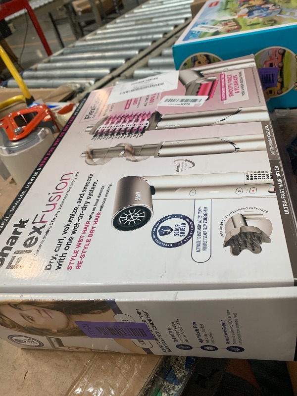 View 2 of *SELLING FOR PARTS**TURNS ON BUT DOES NOT BLOW** Shark FlexFusion Hair Dryer with Fusion Hair Brush, Diffuser, Ceramic Air Styler with Auto-Wrap Hair Curlers, Ceramic Plates, Metallic Mist HD642