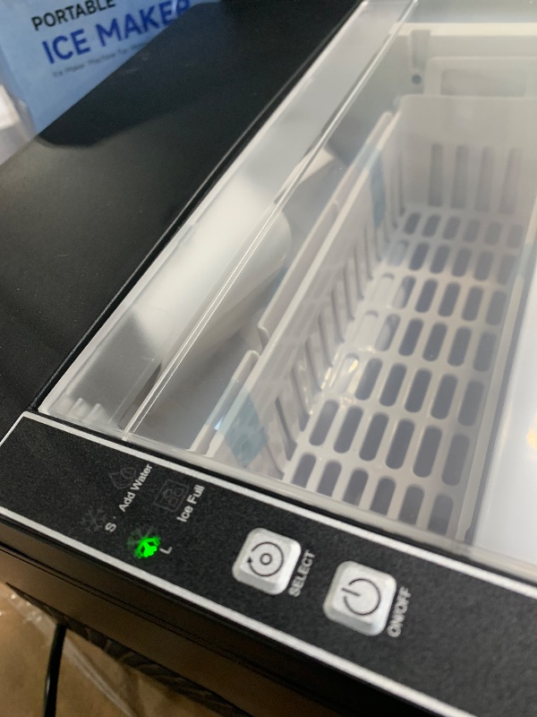 Photo 1 of ** NON FUNCTIONAL ** 8/8 SOLD AS PARTS// FINAL SALE***
Countertop Ice Makers Machine, Portable Ice Machine Producing 9 Ice Cubes Within 6 Mins, Bullet Ice Available in Two Sizes(S/L), Compact Mini Ice Maker Appliance for Home Kitchen Camping (Soot)
