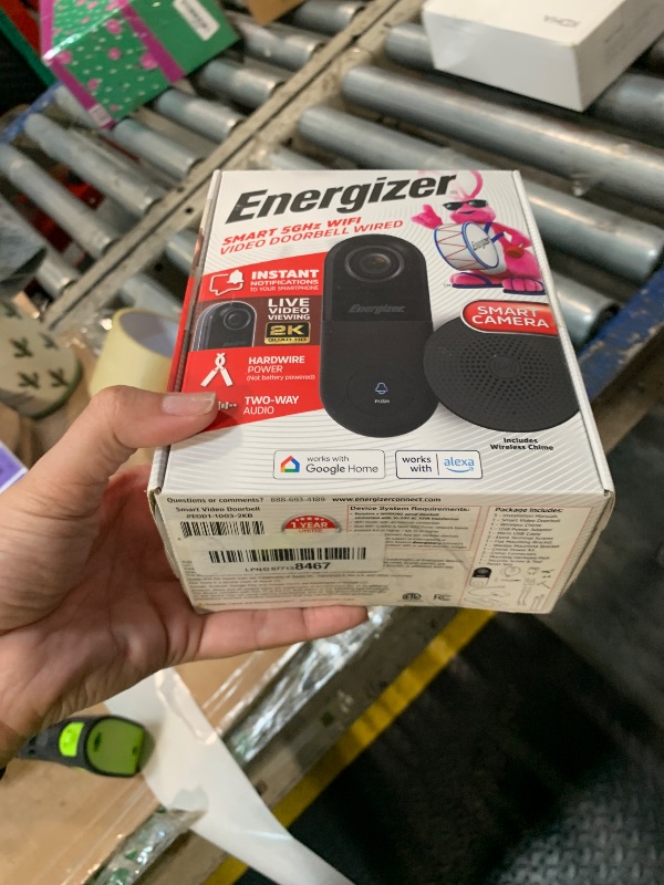 Photo 1 of **USED**Energizer Smart 2K Doorbell & Chime, Wired Video Doorbell Security Camera, 2-Way Audio, Night Vision, Cloud & Micro SD Storage, Remote Access App, Motion Sensor, Live Viewing, Requires Existing Wires