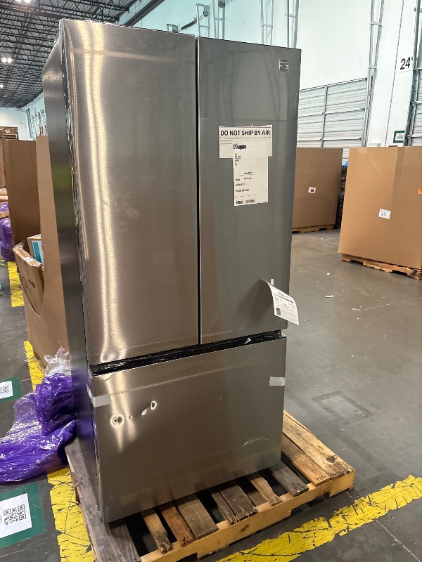 Photo 1 of **** COSMETIC DAMAGE ** Kenmore 17.5 cu. ft 30" Wide French Door Refrigerator - FPR Stainless Steel