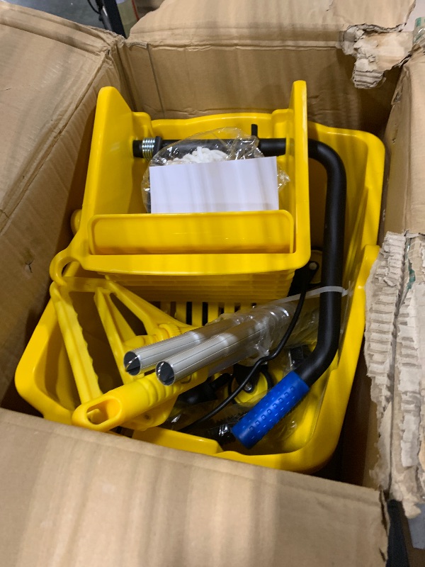 Photo 1 of ***DAMAGED*** 35Qt Commercial Mop Bucket with Side Wringer,Including 1* Commercial Loop-end Mop and 1* Mop Head Replacement