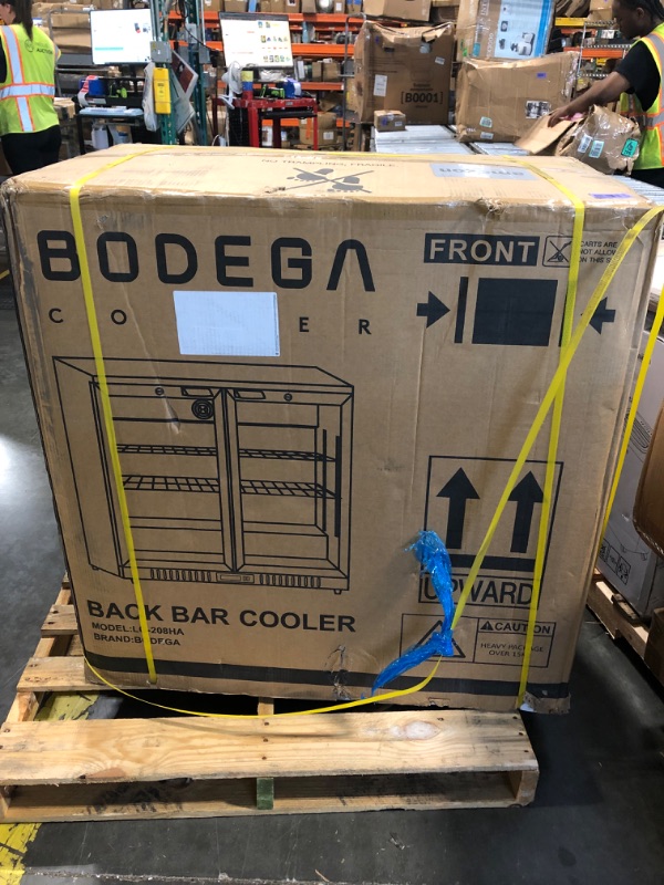 Photo 1 of **FACTORY SEALED**BODEGACOOLER 35.4 Inch Under Counter Beverage Refrigerator, 2 Door Back Bar Cooler, Dual Zone 32–50°F, 7.4 Cu.Ft Built-in or Freestanding Glass Door Fridge with LED Lighting, Holds 216 Cans/62 Bottles