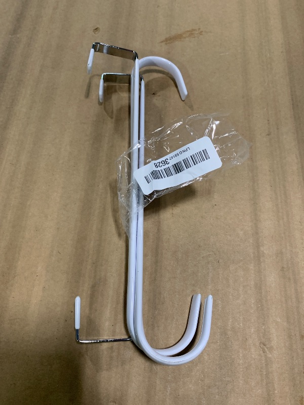View 2 of *** 3 PACK *** Single Long Over Door Steel Hooks 4 Pack Fit 1-3/8" Door 10" White
