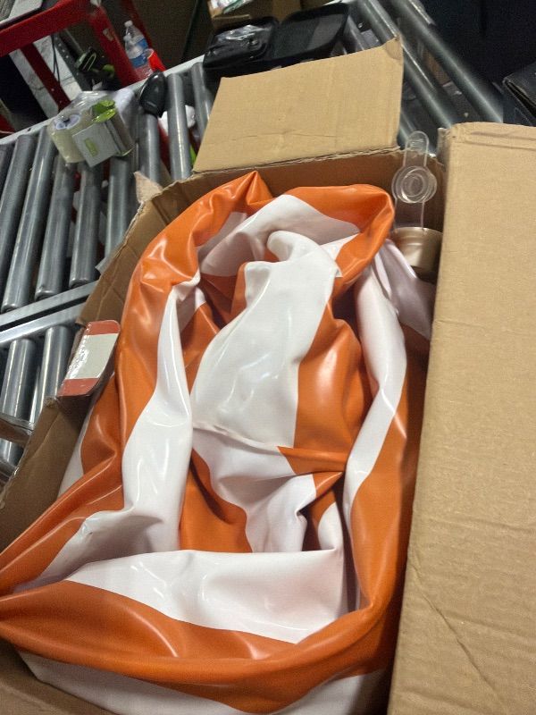 View 2 of [DAMAGED] FUNBOY Chaise Lounger Pool Float, Orange & White Cabana Stripe