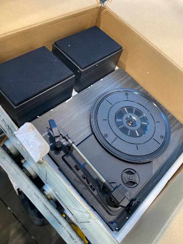 View 3 of [Missing Plastic] Retrolife Record Player with 2 External Speakers, Vinyl Turntable