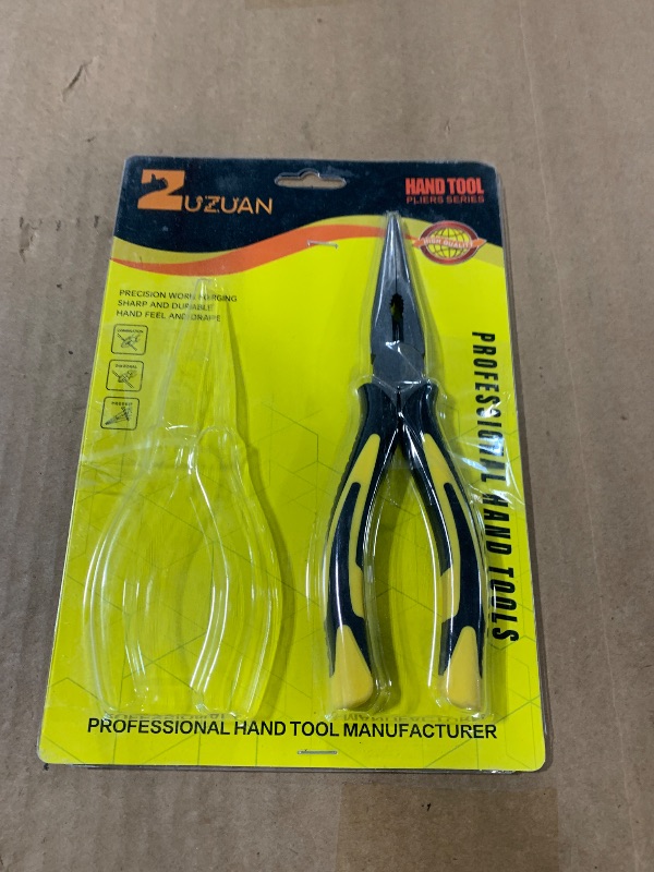 View 2 of *** 1 PC *** ZUZUAN Premium Long Needle Nose Pliers-6''&8'', Paper Clamp Precision, High Carbon Steel, Soft Grip with Wire Cutter, Long Nose Cutting Pliers for Home, Fishing, Jewelry, Crafts,2pcs