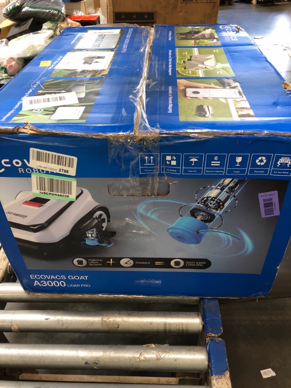 Photo 1 of [NONFUNCTIONING] ECOVACS Goat A3000 LiDAR PRO Robotic Lawn Mower for Up to 3/4 Acre, 7500 mAh Battery with 189W Fast Charging, Wire-Free Dual-LiDAR Navigation, Built-in TruEdge Edge Trimmer, Smart App Control