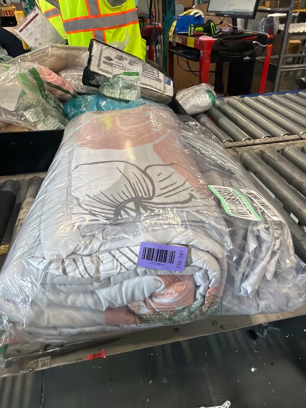 Photo 1 of ***ONLY CORFORTER*** ***PARTIAL SET*** Luxudecor Floral Comforter Set King Size, Blush Floral Pattern Printed on Grey, Soft Microfiber 7 Pieces Bed in a Bag (1 Comforter, 2 Pillow Shams, 1 Flat Sheet, 1 Fitted Sheet, 2 Pillowcases)