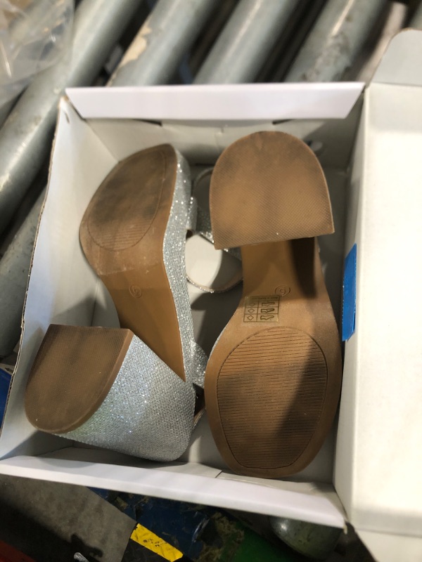 Photo 1 of ***VERY USED***DREAM PAIRS Heels for Women Block Chunky Platform High Heels Open Toe Fashion Wedding Party Evening Prom Dance Ankle Strap Dress Pump Sandals Shoes,Size 6,Silver-Glitter