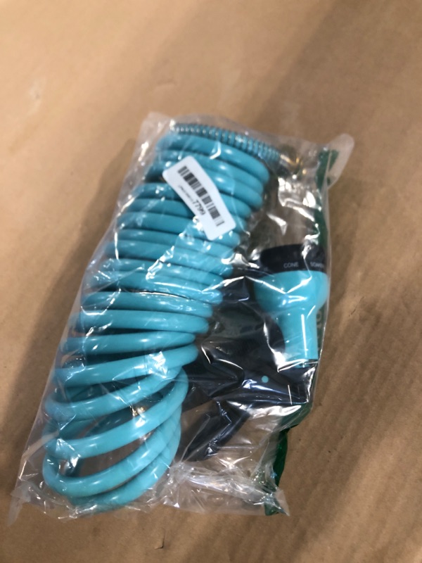 Photo 1 of [Blue and green are shipped randomly.]RV External Shower, 3/8 in by 15-Foot Coil Hose with 1/2 Inch Quick Connect Adapter for RV Outdoor Shower, Boat Hose Coil, 3/4 Inch Fittings (With Sprayer)1077244603
