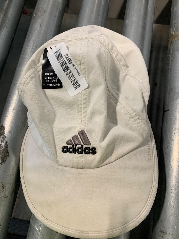 Photo 1 of ***ITEM IS DIRTY*** adidas Men's Superlite Hat – Lightweight Moisture-Wicking Cap for Workout and Training, White/Black/3, OSFA
