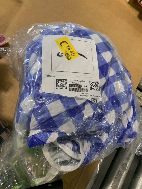 Photo 1 of ***USED***UMINEUX Rectangle Picnic Table Cover with Bench Covers, Fitted Vinyl Tablecloth for 6 FT Tables, Waterproof, Flannel Backing, Elastic Edge (30 x 72 Inch, Blue Plaid)