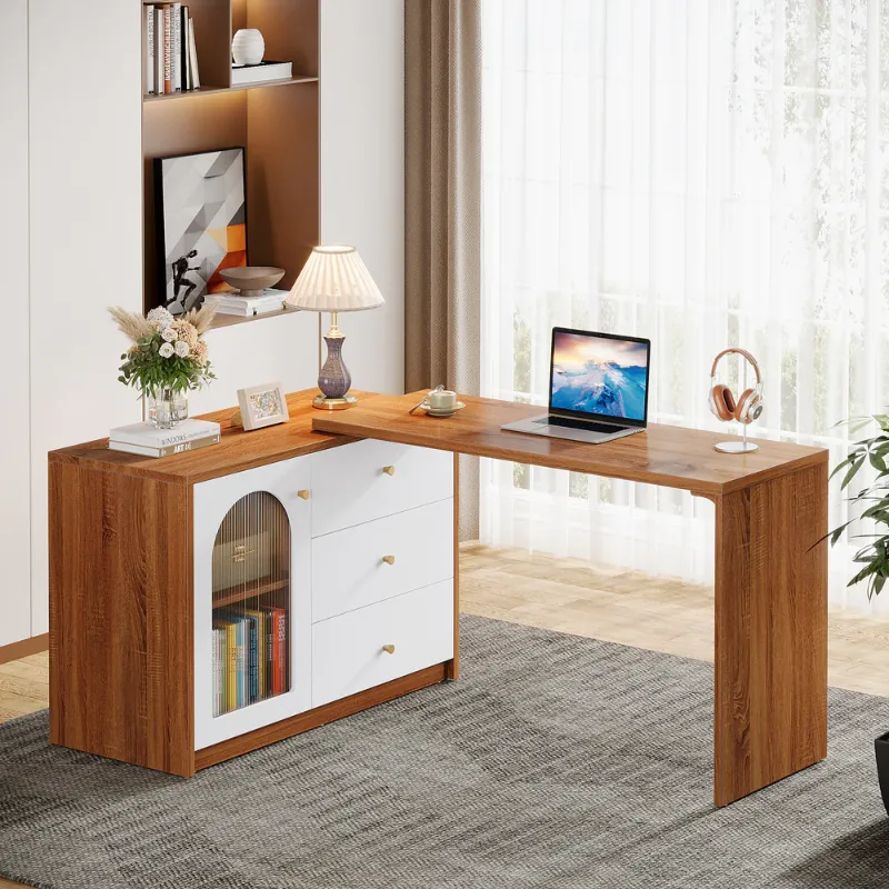 Photo 1 of ***PARTS ONLY, PARTIAL SET*** L-Shaped Computer Desk, Corner Office Desk with Reversible Storage Cabinet