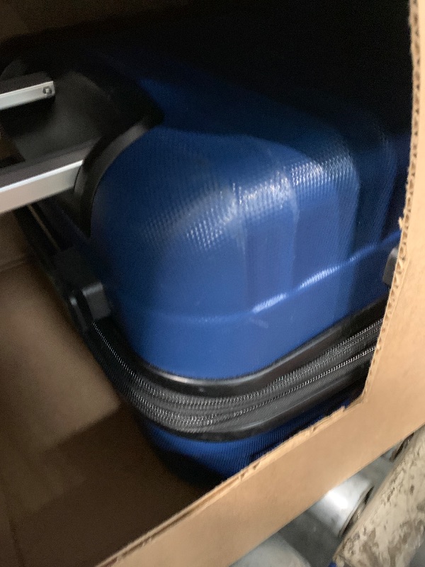 Photo 1 of ***DAMAGED HANDLE*** Amazon Basics 21" Hardside Carry-On Luggage with Multi-directional Wheels, Expandable for Up to 25% More Space, Scratch-Resistant Surface, Organized Interior, Navy Blue
