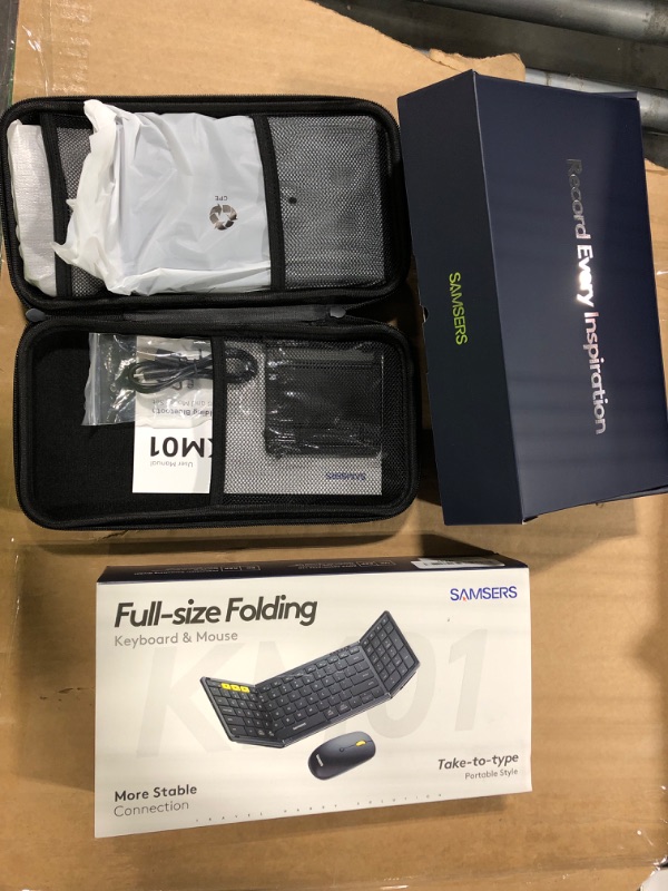 Photo 1 of ****USED****Foldable Keyboard and Mouse, Samsers Folding Bluetooth Keyboard Combo, 2.4G + BT5.0 x 2, Full-Size Portable Travel Keyboard & Rechargeable Wireless Mouse for Windows Android iOS Mac OS, Elegant Black