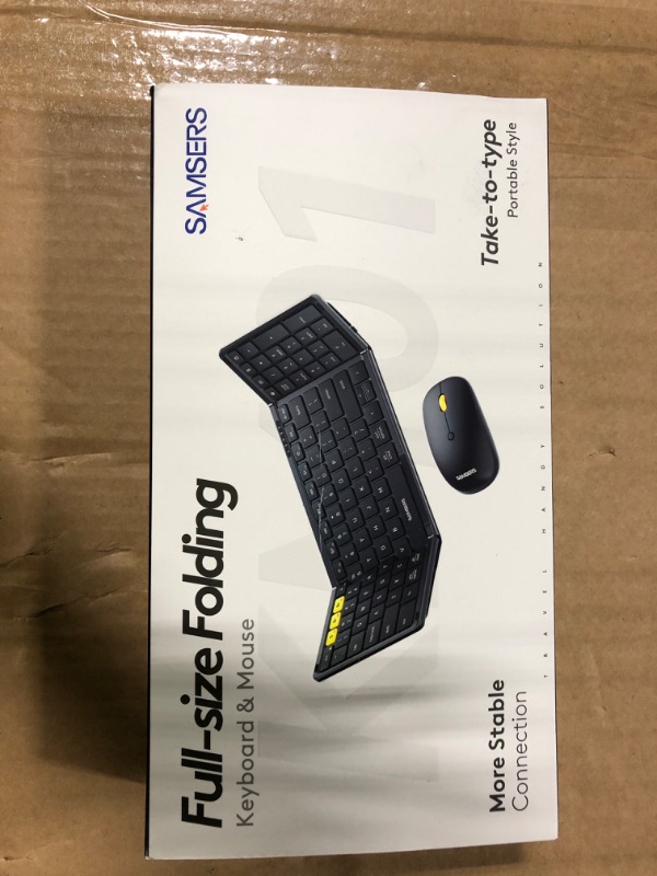 Photo 1 of ****USED****Foldable Keyboard and Mouse, Samsers Folding Bluetooth Keyboard Combo, 2.4G + BT5.0 x 2, Full-Size Portable Travel Keyboard & Rechargeable Wireless Mouse for Windows Android iOS Mac OS, Elegant Black