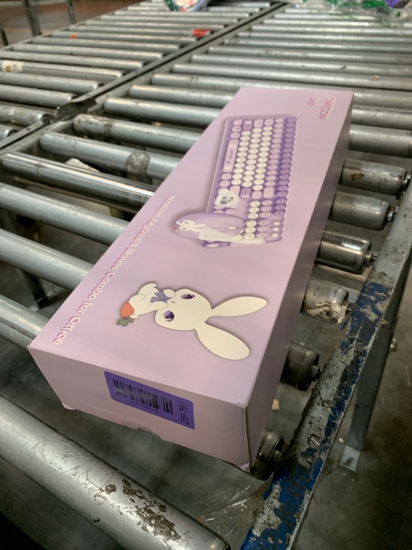 Photo 1 of ***BACKSPACE DOESN'T WORK***Wireless Keyboard and Mouse Combo, 2.4GHz Retro Full-Sized Keyboard and Wireless Quiet Mouse for Office PC Desktops Laptops Computer, Cute Bunny Theme, Purple