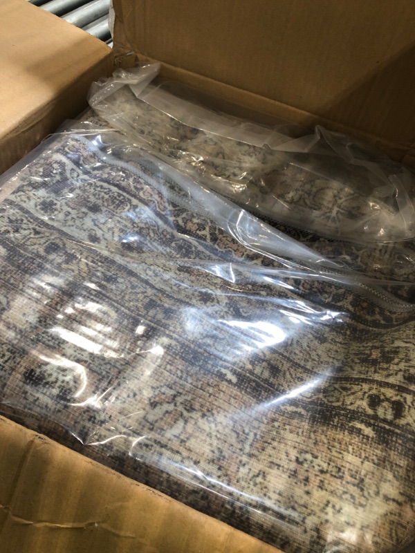 Photo 1 of ** USED ** GENIMO 9x12 Area Rugs for Living Room, Machine Washable Non Slip Vintage Rugs, Low Pile Lightweight Chenille Print Rug for Bedroom, Dining Room, Home Office, Green Khaki