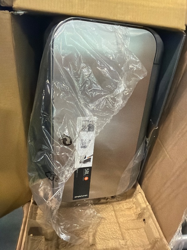 Photo 1 of ****CHECKED  7/10 - AS IS/NO RETURNS - SALE FINAL - FOR PARTS ONLY****simplehuman Step Recycler, 58L / 15.3 Gallon Dual Compartment Kitchen Trash Can, 150,000-Step Pedal, Lid Shox® Technology, Liner Rim System, Liner Pocket®, Brushed Stainless Steel with 