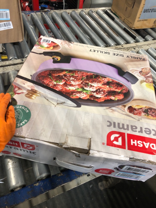 Photo 1 of ** VERY USED** Dash Ceramic Nonstick Family Size Skillet - Large-Capacity Skillet - Tempered Glass Lid & Cool-Touch Handles - Make One-Pan Meals - One-Touch Temperature Control & Removable Heating Probe - Lavender
