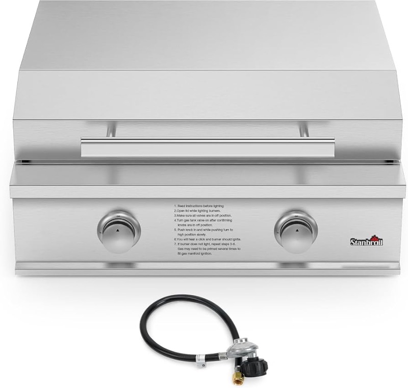 Photo 1 of ****NATURAL GAS**** Stanbroil 28-Inch Premium Built-In Liquid Propane Griddle for Outdoor Kitchen Grill, Durable Stainless Steel 2-Burner Flat Top Grill with Lid for BBQ Island, 34,000 BTUs