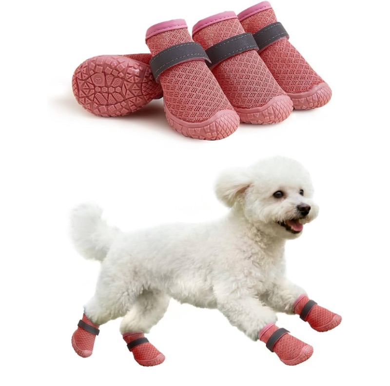 Photo 1 of ***SIMILAR IMAGEN*** Dog Shoes Breathable Non-Slip Outdoor Booties for Small Medium Dogs, Pet Boots Paw Protector for Hot Pavement Hardwood Floors (Pink, Small)