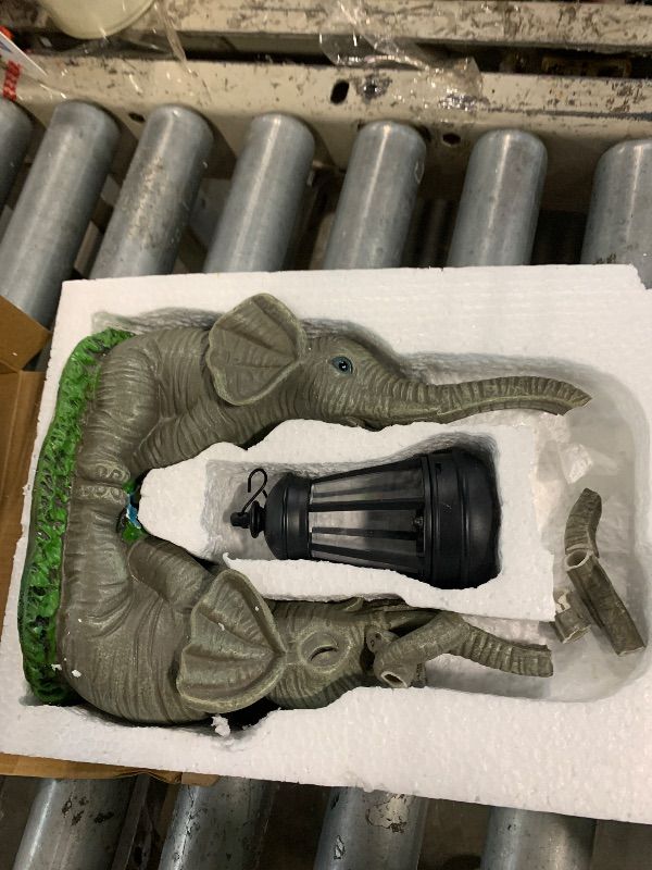 Photo 1 of ***BROKEN*** Vereemy Elephant Statue Garden Decor with LED Solar Lights-Set of 2 Good Luck Elephant Outdoor Statue Elephant Gifts for Women Garden Statues for Yard Patio,Porch,Home for Women