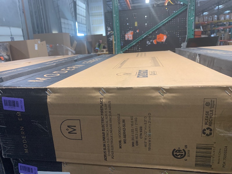 Photo 1 of ***FACTORY SEALED - OPENED FOR INPSECTION***Modern Ember Aerus Slim 42 Inch Smart Linear Electric Fireplace | Recessed in-Wall or Wall-Mount | LED Multiple Flame Colors | Alexa/WiFi Enabled | 4.25” Profile | Remote Included